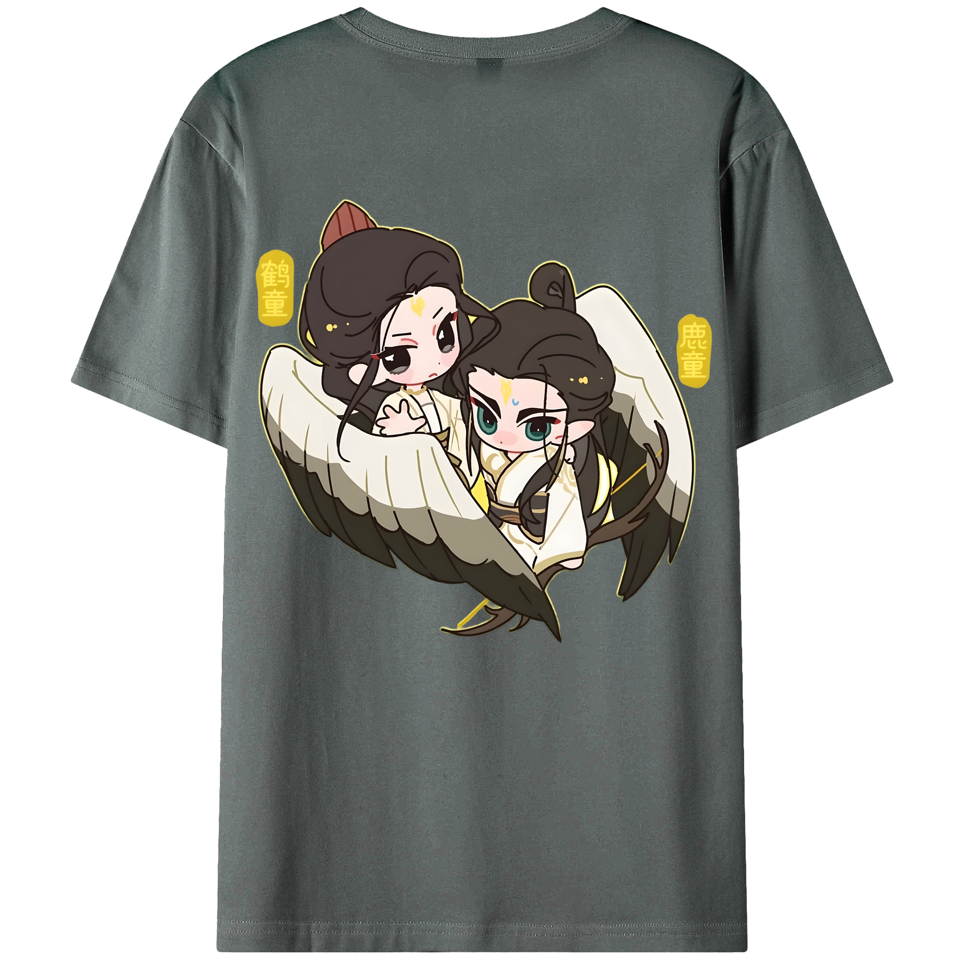（画像用） Ne Zha 2 ナタ 魔童の大暴れ 綿100％ メンズ半袖Tシャツ（バックプリント） 通気性